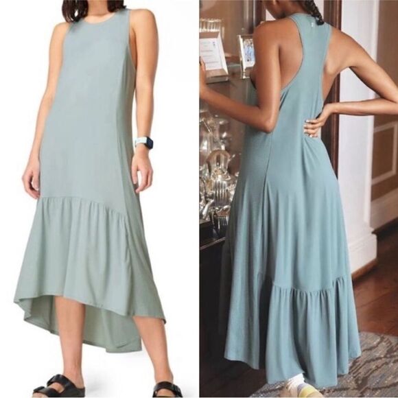 Sweaty Betty NWT Explorer Ace Midi Dress in Smoke Blue Size Large - Picture 2 of 8